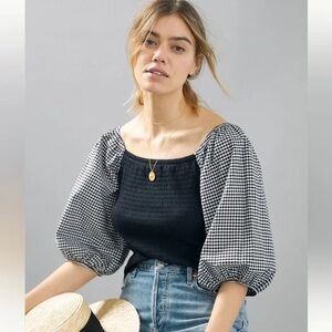 Anthropologie Roselle Smocked Top